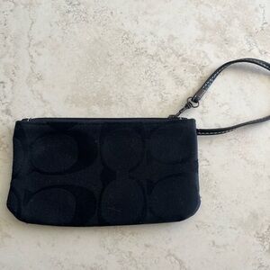 Black Wristlet with Logo Pattern